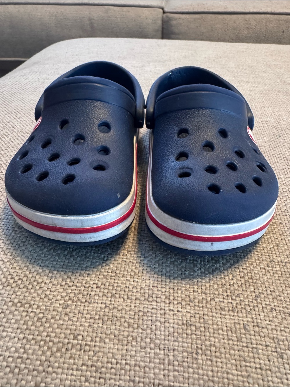 CROCS Navy Toddler C6 with Red Stripe Accent